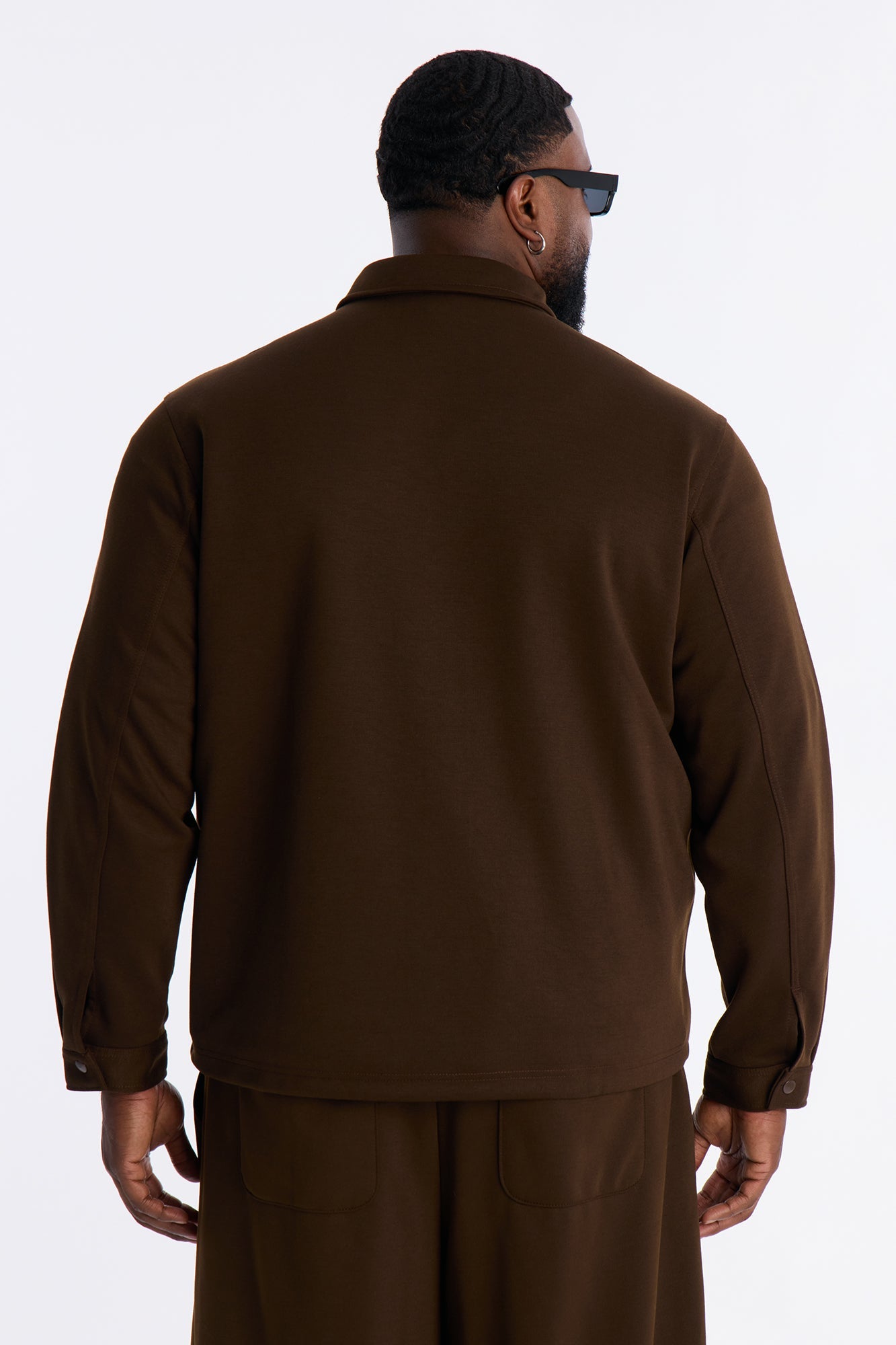 Structured Fleece Coaches Jacket - Chocolate