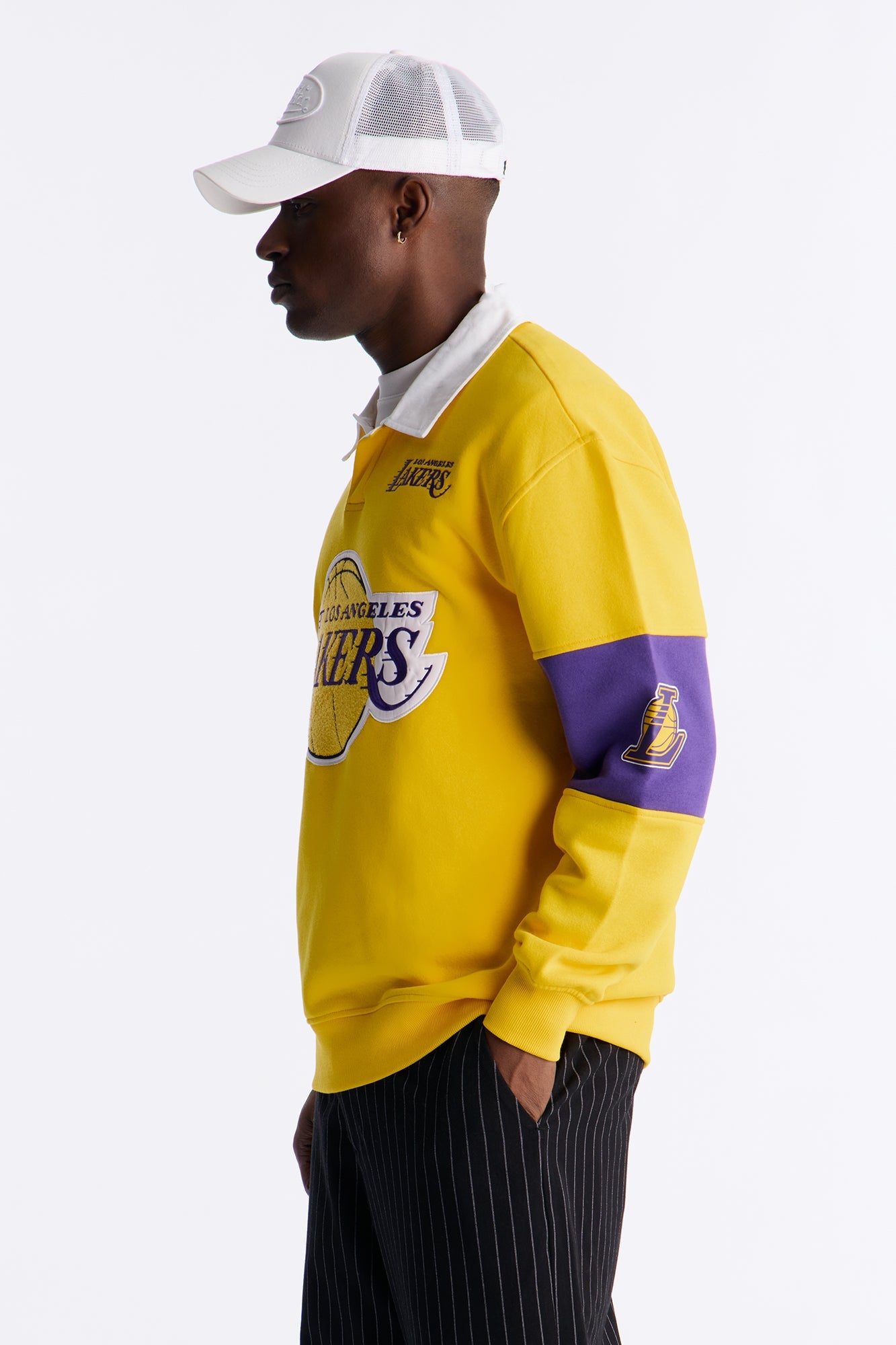 Lakers Long Sleeve Fleece Polo - Yellow