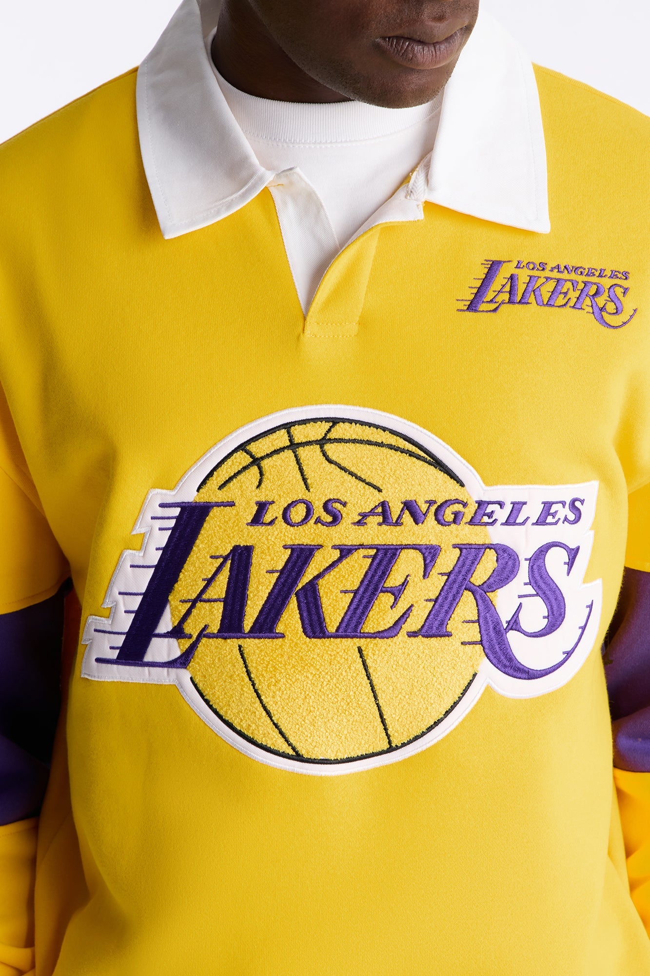 Lakers Long Sleeve Fleece Polo - Yellow