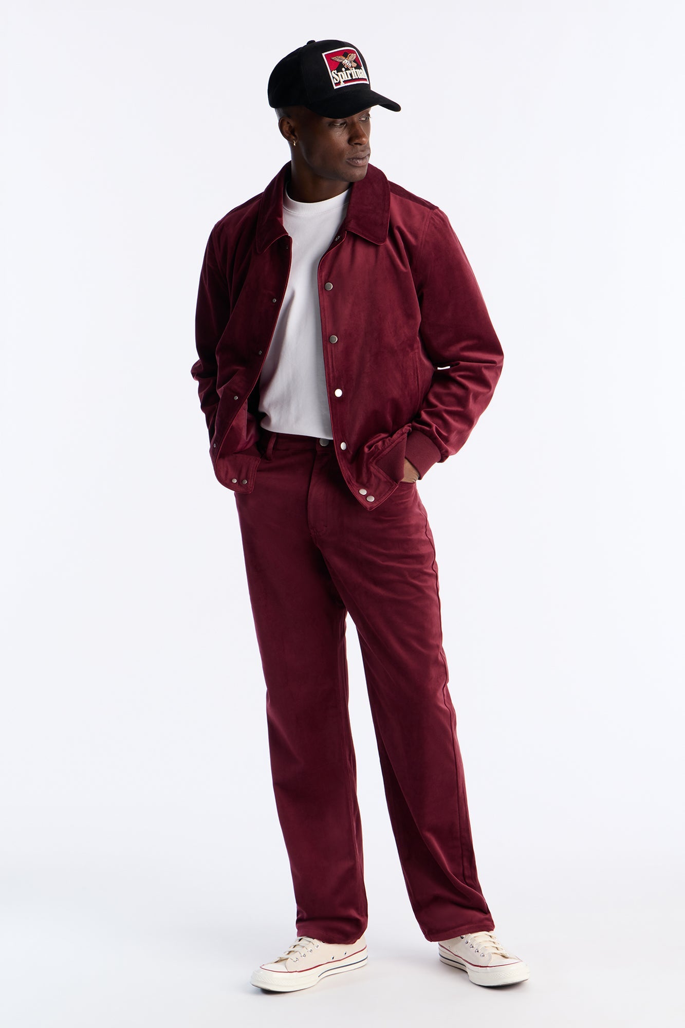 Concrete Rose Textured Bomber Jacket - Burgundy