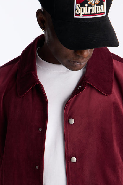 Concrete Rose Textured Bomber Jacket - Burgundy