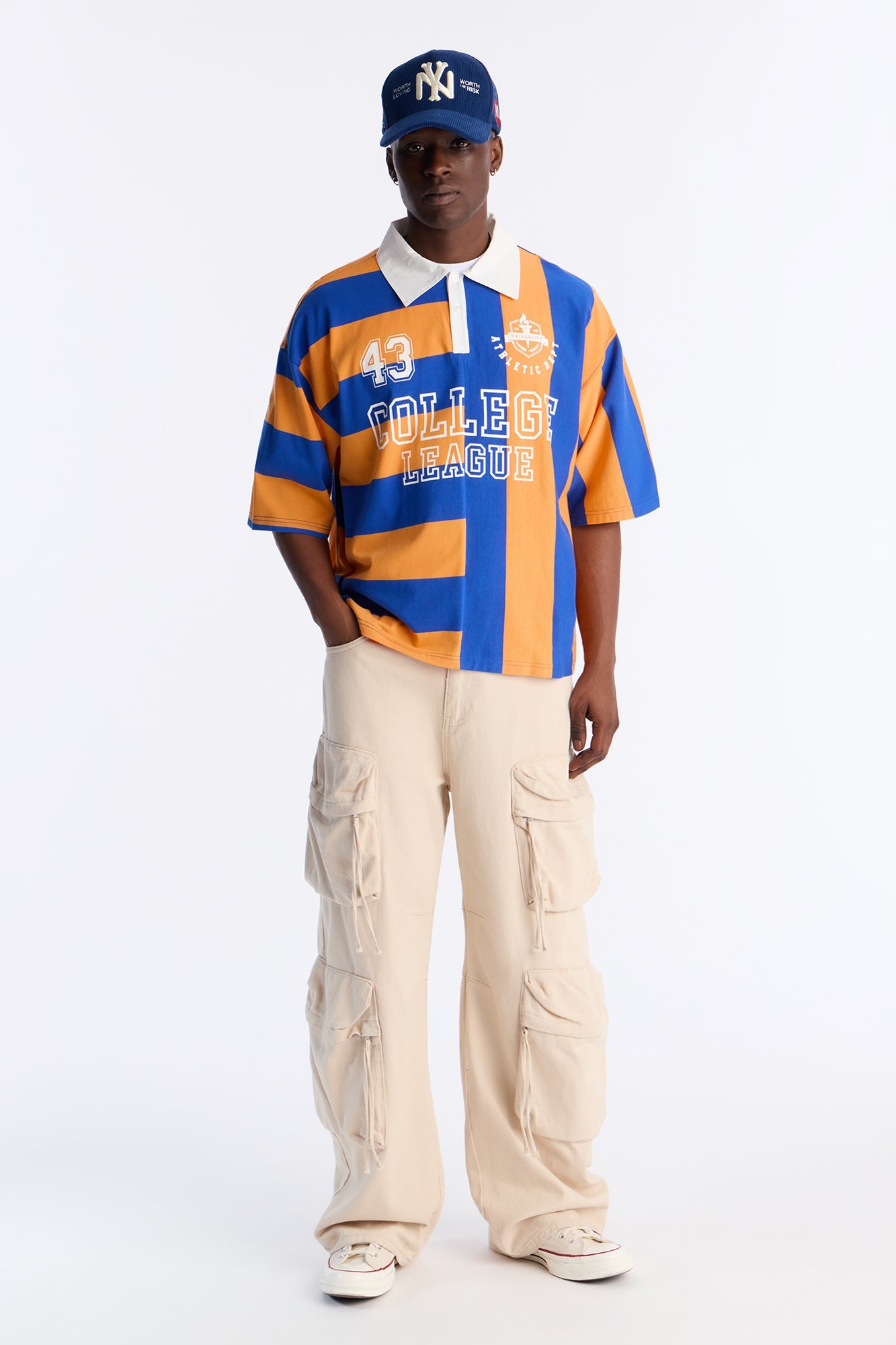 Short Sleeve Rugby Stripes Polo - Blue/combo