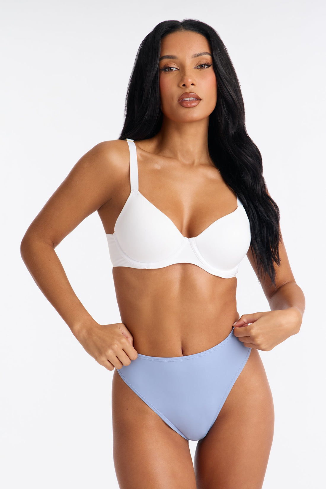 Nova Microfiber High Waist Thong Panty - Blue