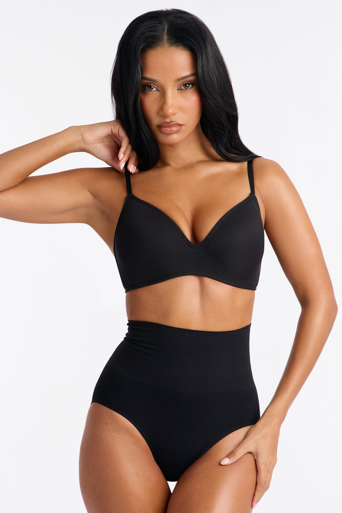 Take A Break Ribbed Wireless T Shirt Bra - Black