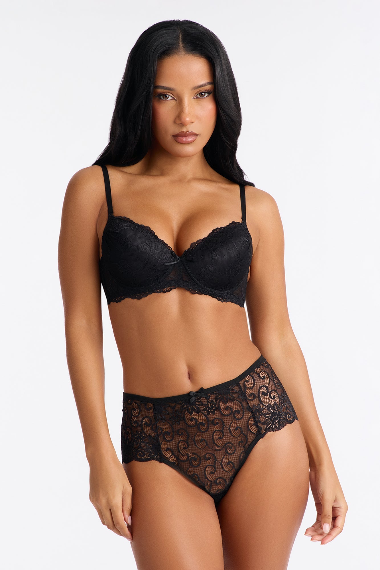 Daily Lover Lace Demi Extreme Push Up Bra - Black