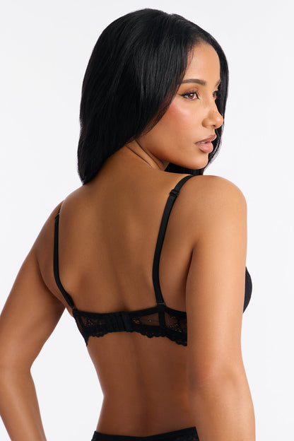 Daily Lover Lace Demi Extreme Push Up Bra - Black