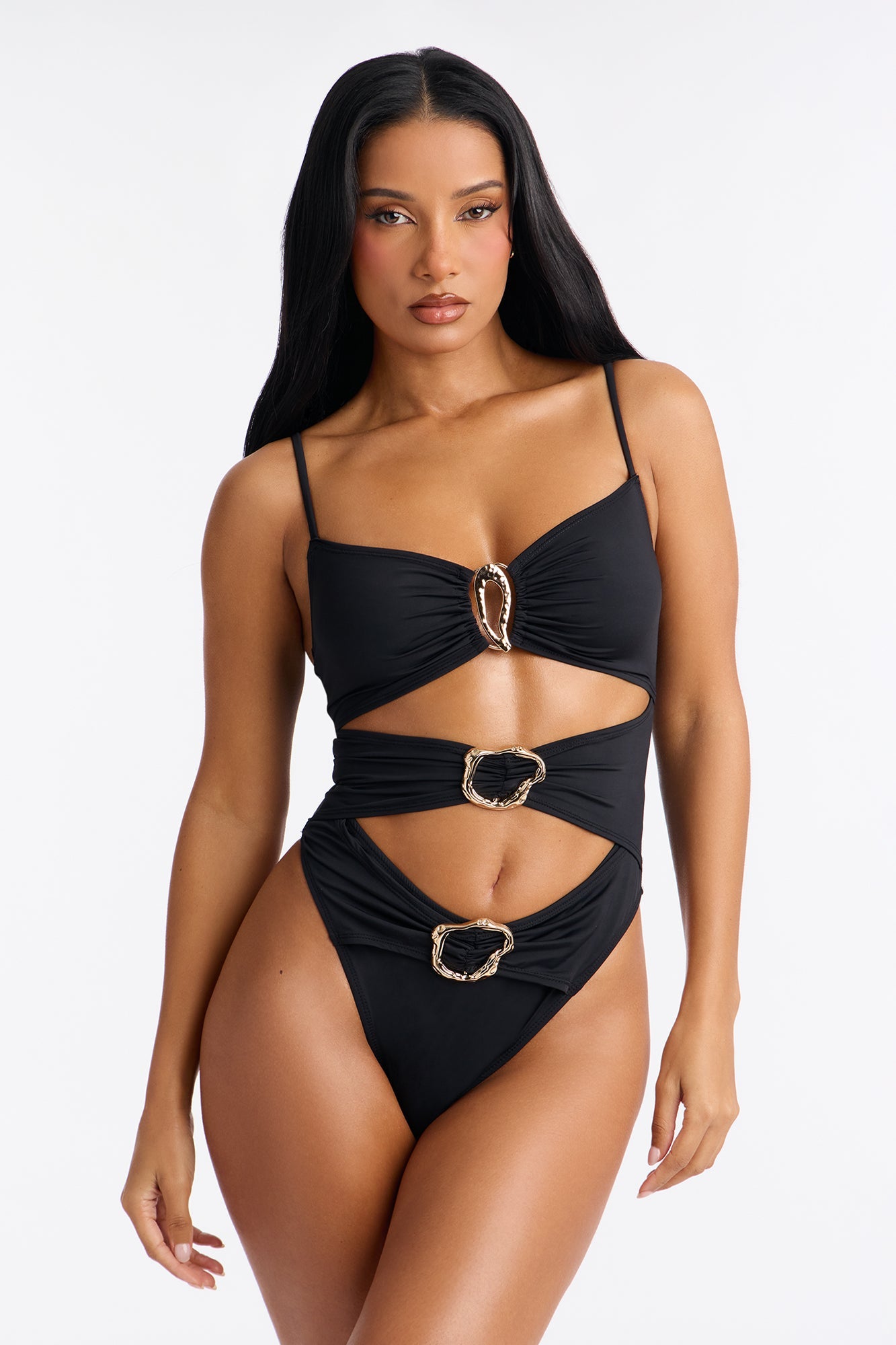 Smooth All Around Hardware Cut Out Teddy - Black