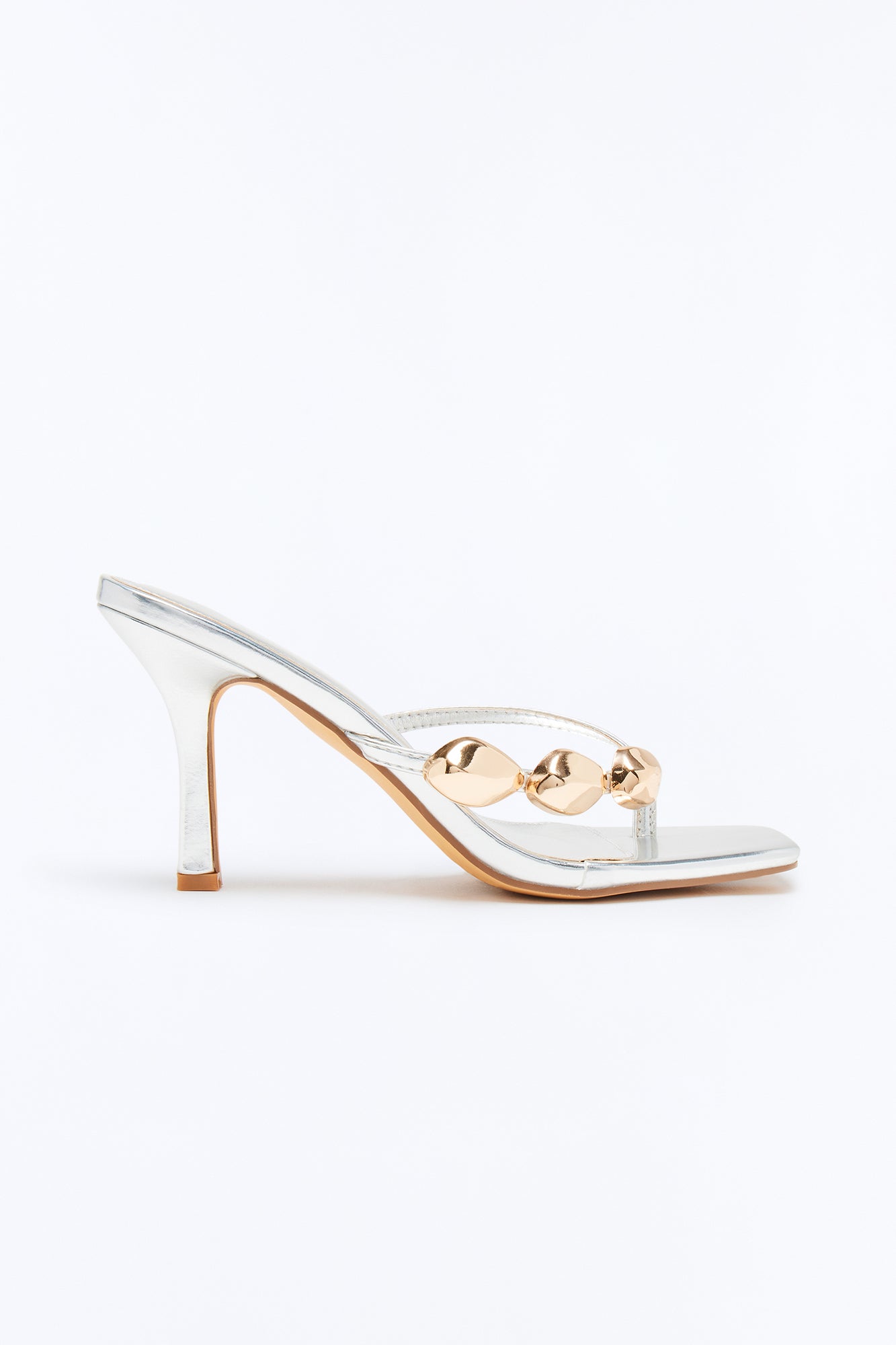 Halfway Hardware Thong Heels - Silver