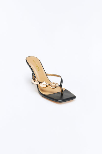 Halfway Hardware Thong Heels - Black
