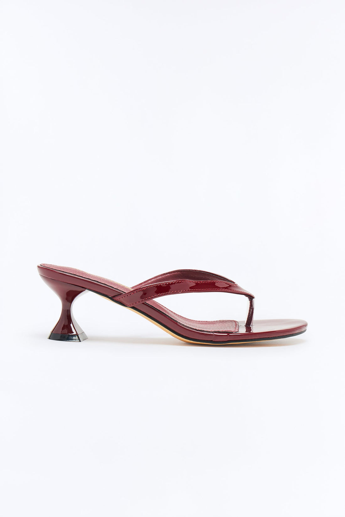 Course Patent Thong Kitten Heels - Burgundy