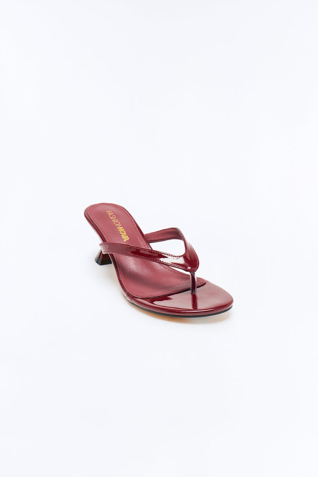 Course Patent Thong Kitten Heels - Burgundy