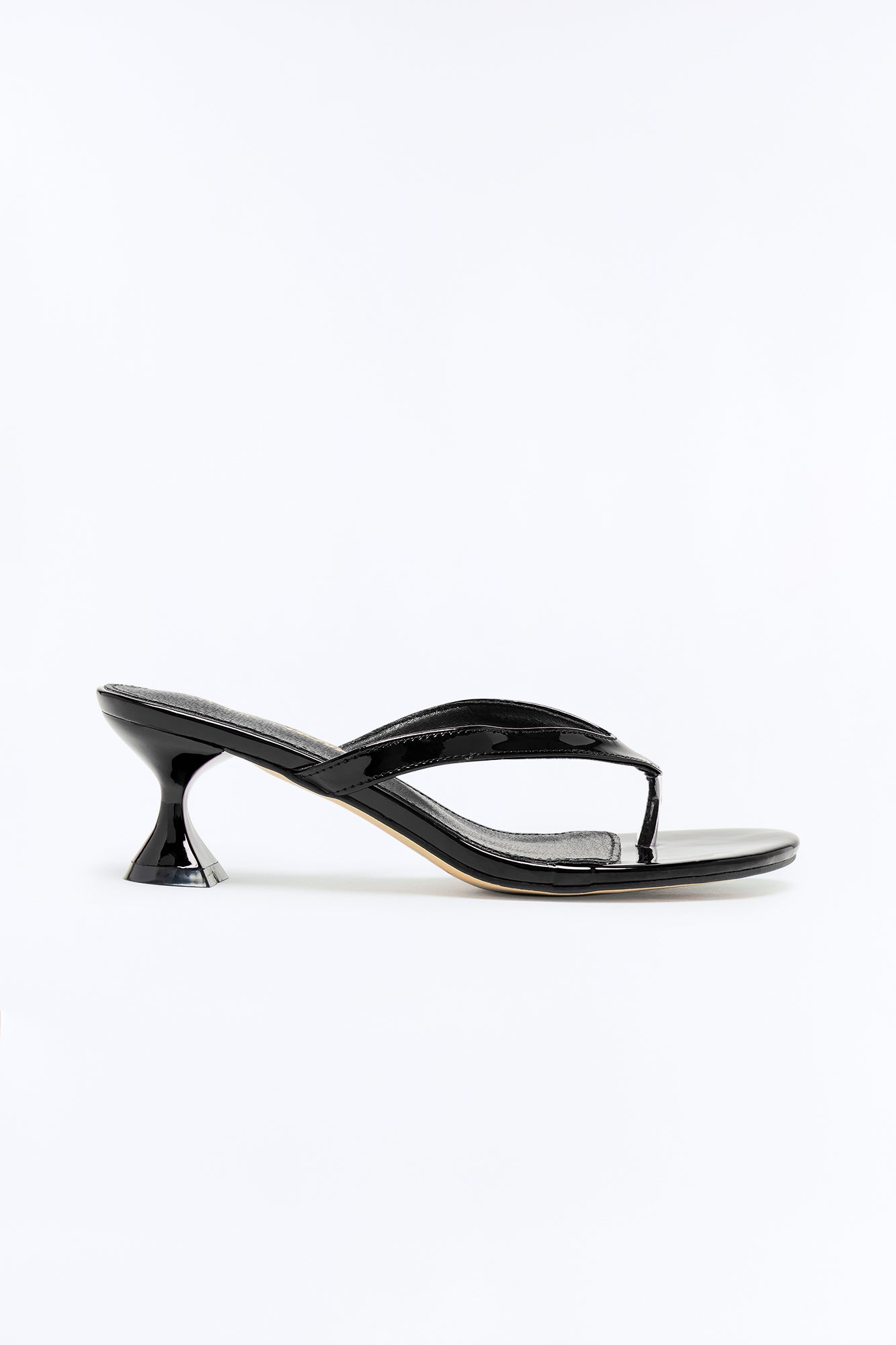 Course Patent Thong Kitten Heels - Black