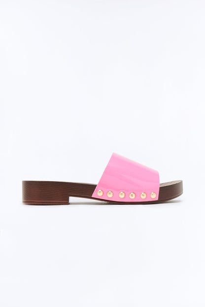 Melissa Studded Wood Sandals - Pink