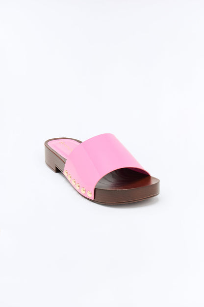 Melissa Studded Wood Sandals - Pink