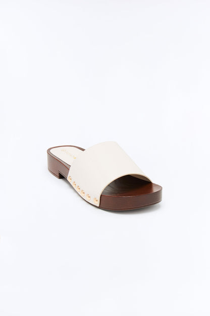 Melissa Studded Wood Sandals - Cream