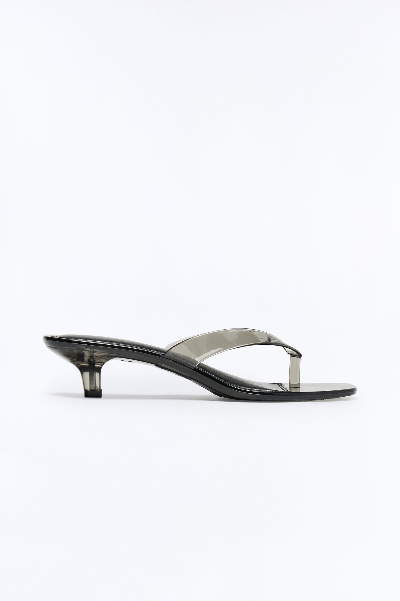 Bahamas Jelly Thong Kitten Heels - Black/Smoke