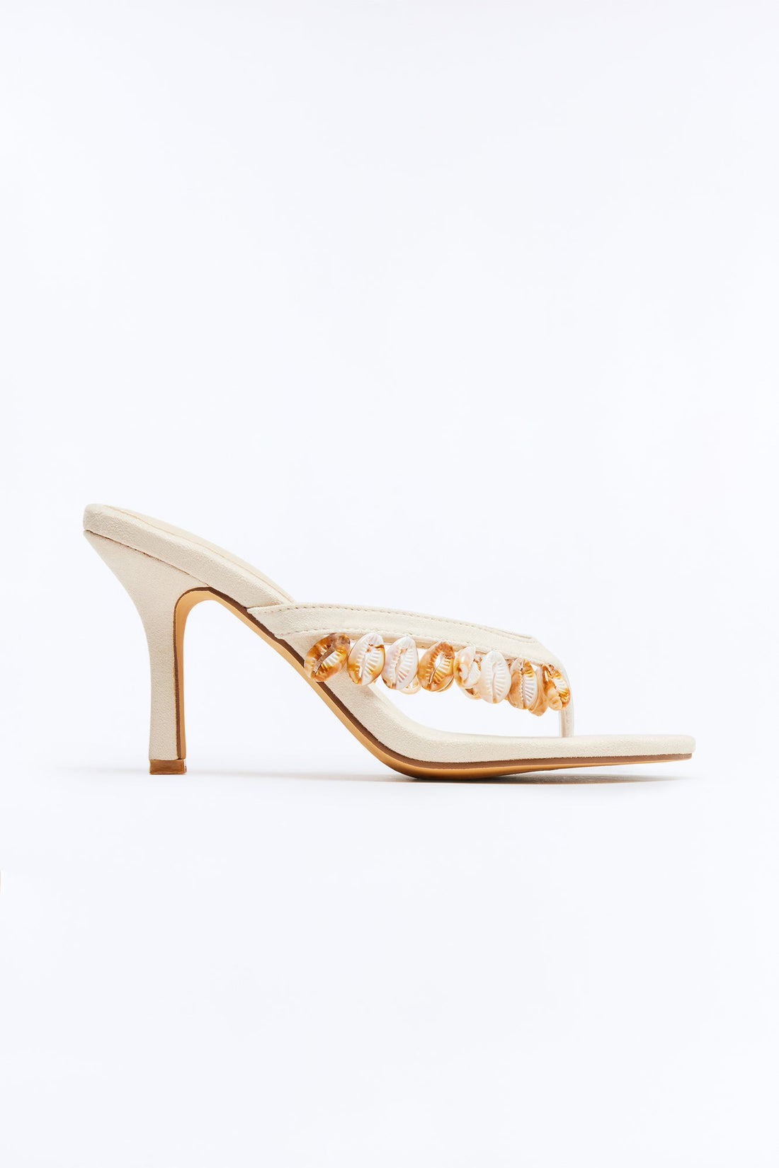 Puka Shell Thong Heels - Cream