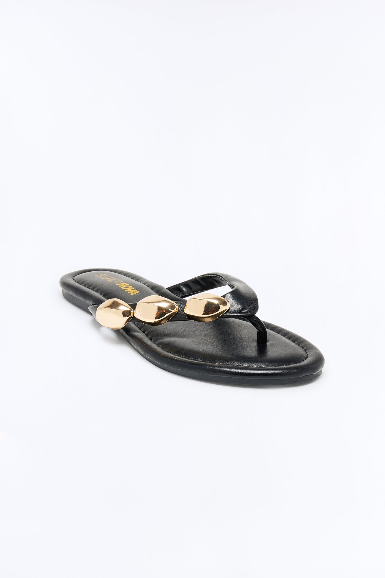 Chara Hardware Flip Flops - Black