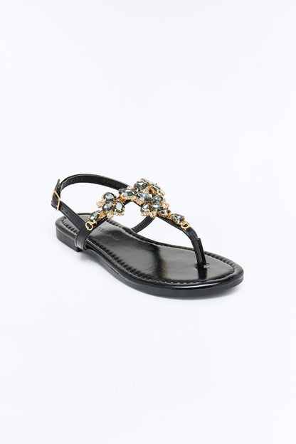 Dani Jewel Slingback Sandals - Black