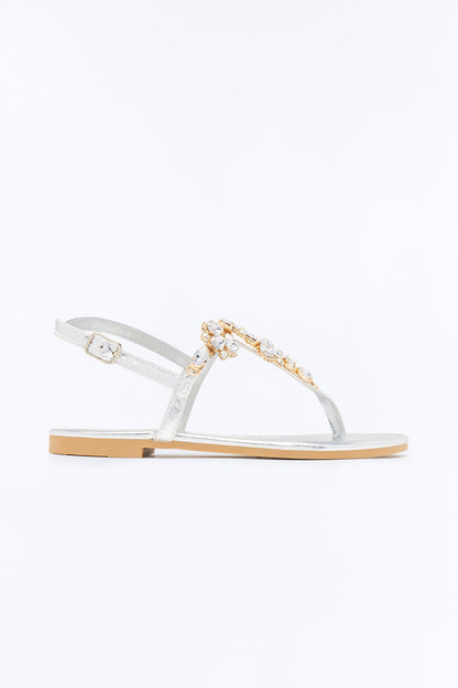 Dani Jewel Slingback Sandals - Silver