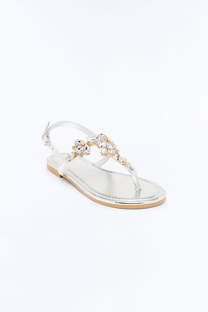 Dani Jewel Slingback Sandals - Silver