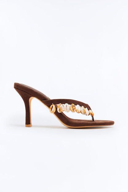Puka Shell Thong Heels - Chocolate