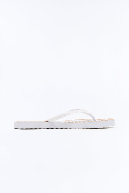 Pisces Studded Flip Flops - White