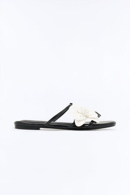 Lucian Flower Sandals - Black