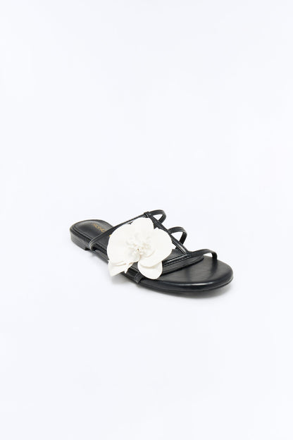 Lucian Flower Sandals - Black