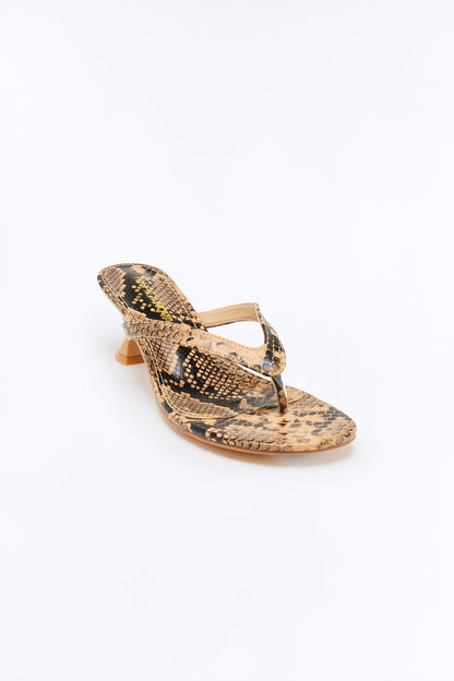 Course Patent Thong Kitten Heels - Natural/Combo