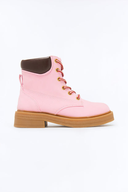 Mini Steve Madden Figured It Out Lace Up Boots - Pink
