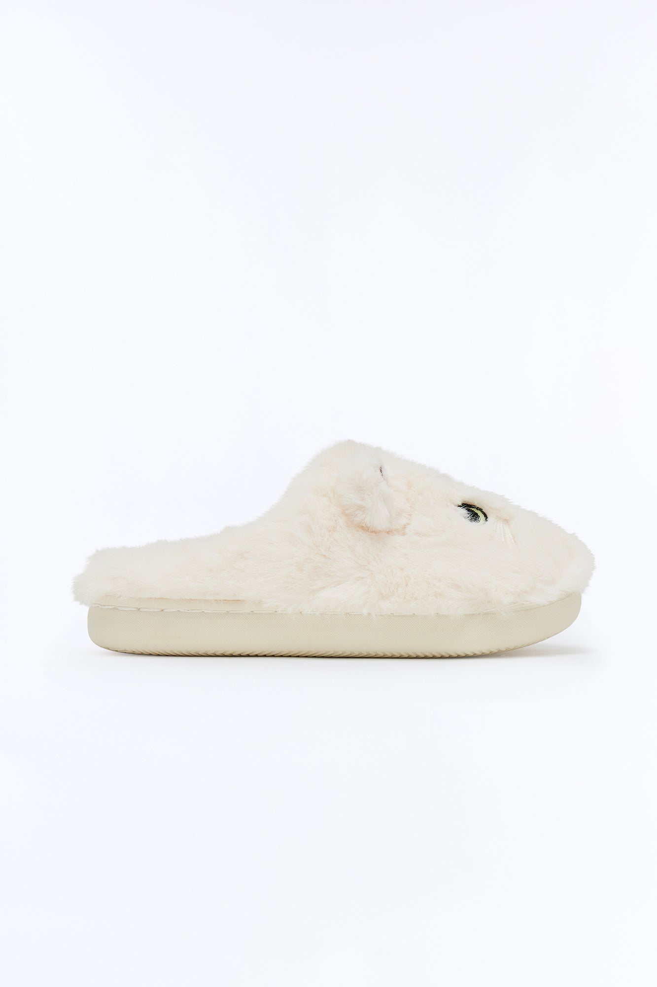 Loki Faux Fur Cat Slippers - Ivory