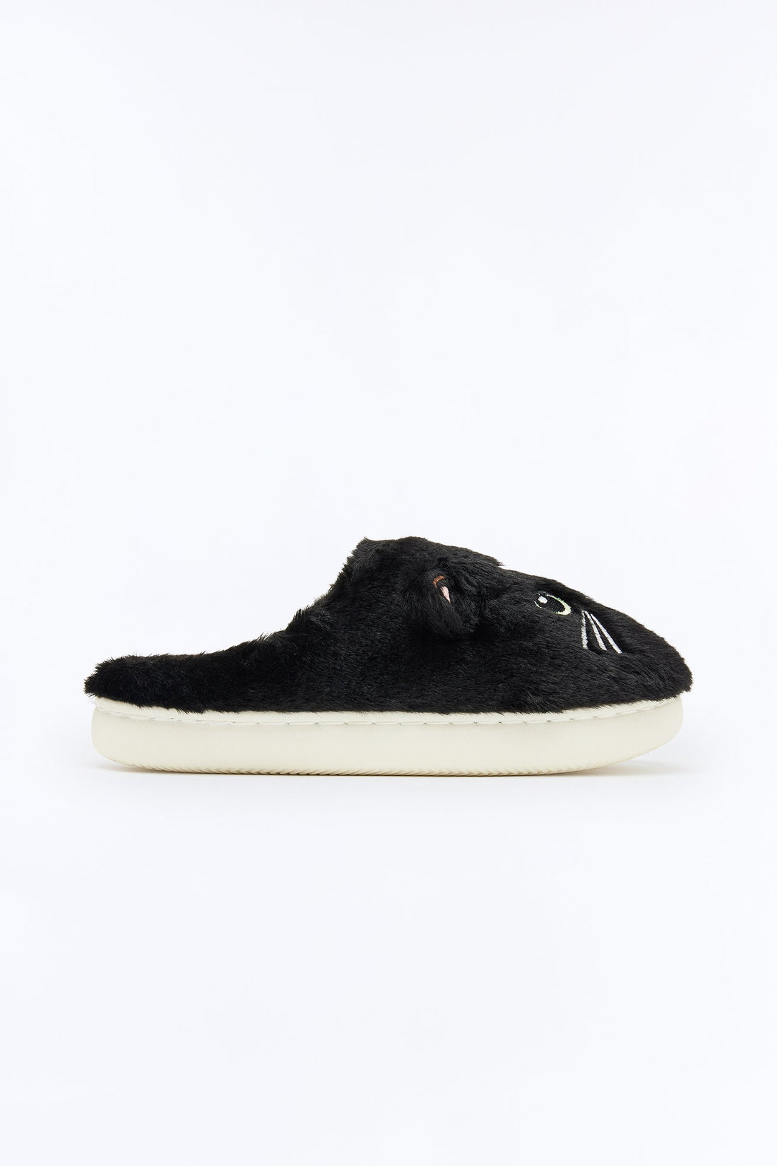 Loki Faux Fur Cat Slippers - Black