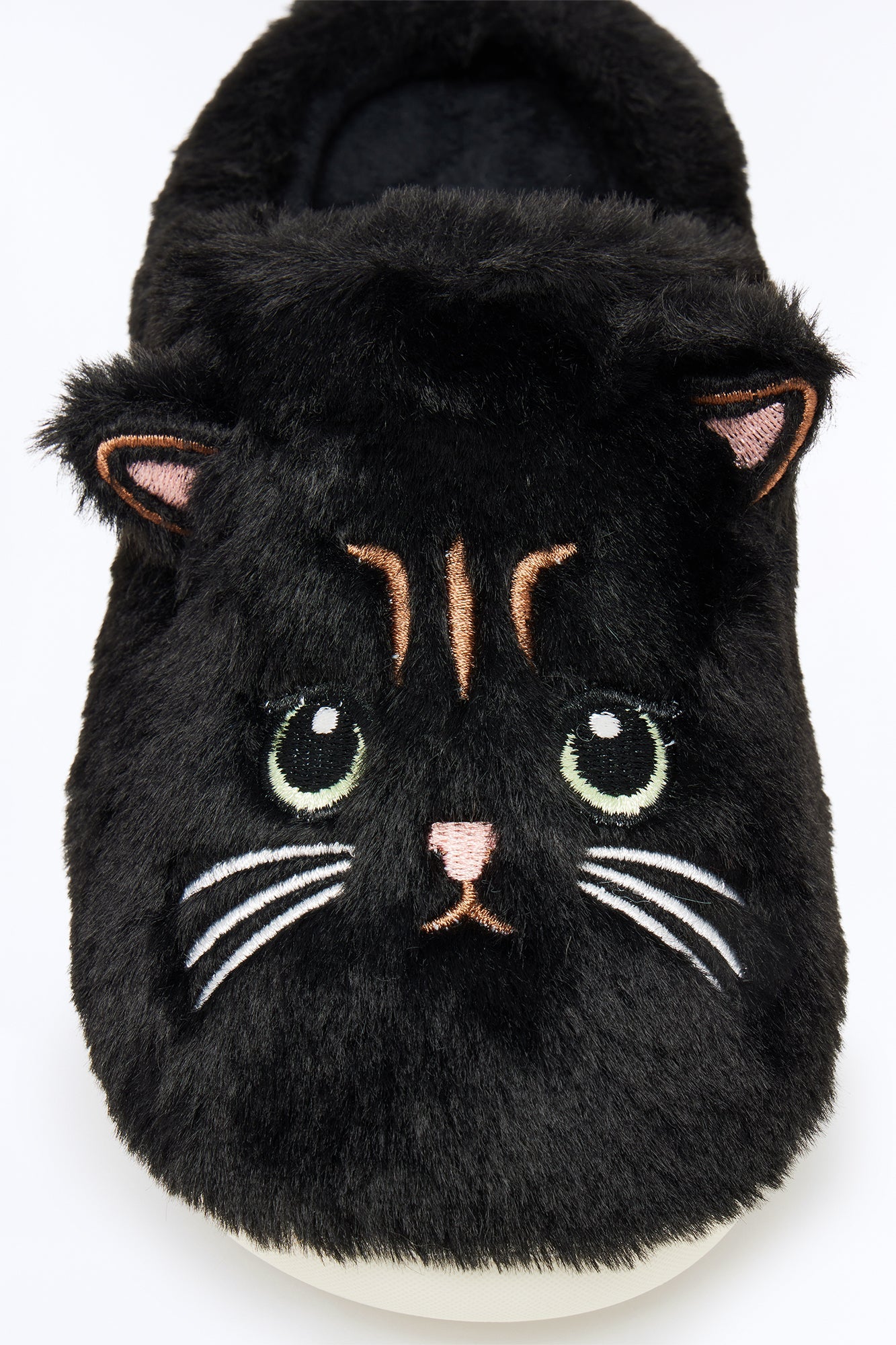 Loki Faux Fur Cat Slippers - Black