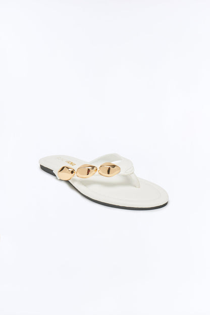 Chara Hardware Flip Flops - White