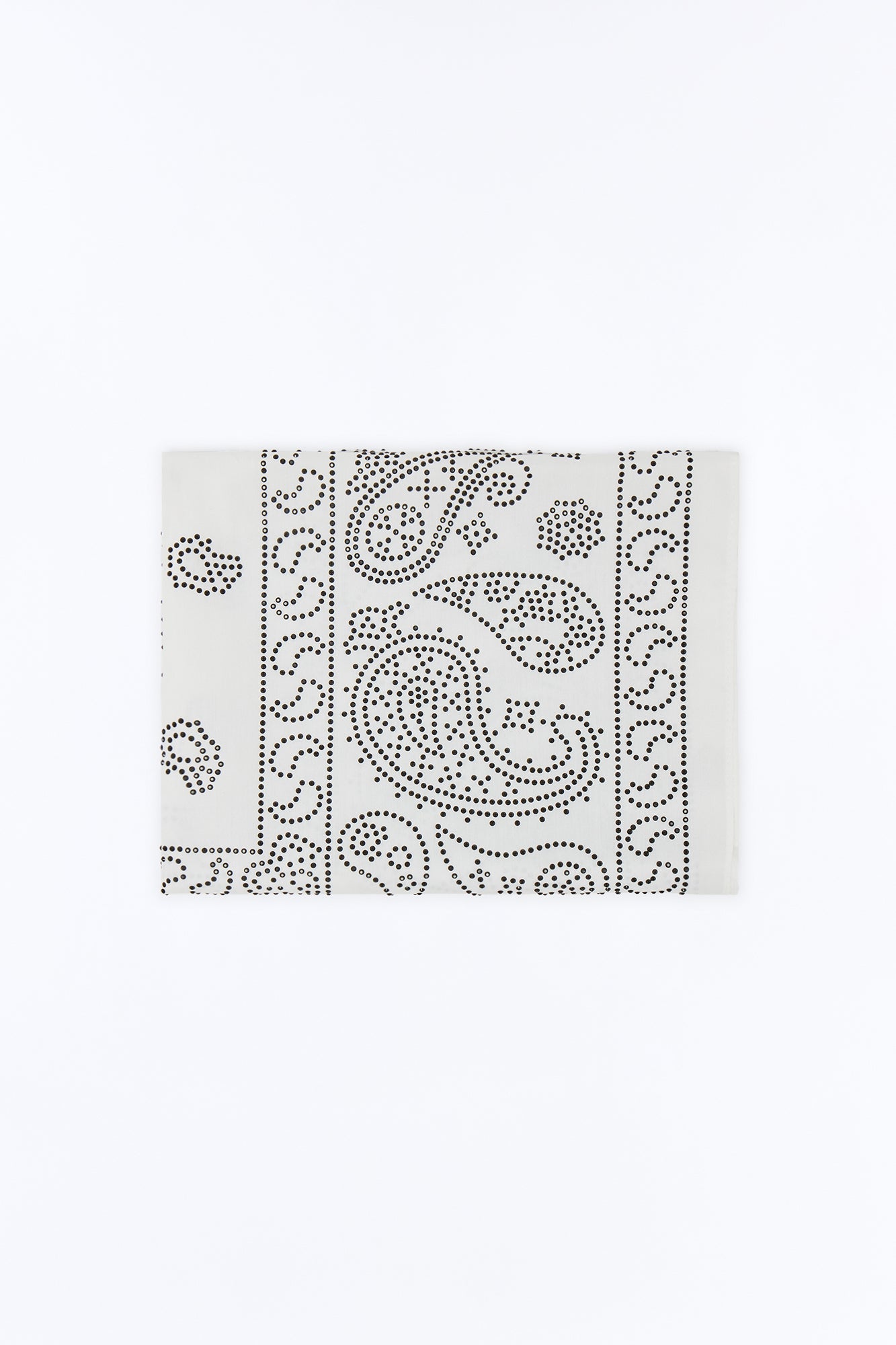 Rhinestone Embellished Paisley Bandana - White