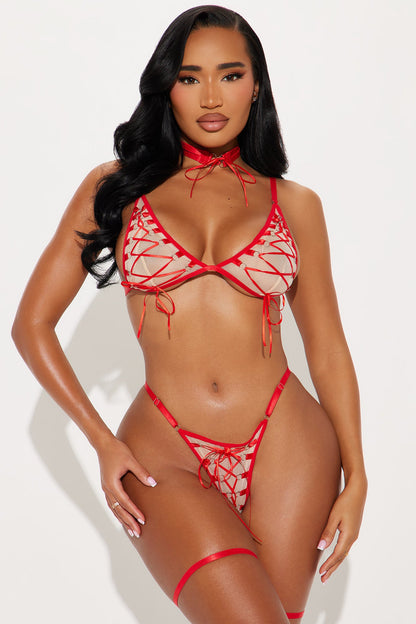 Eva Lace Up 4 Piece Set - Red