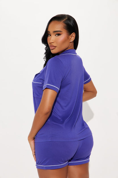 Bedtime Routine 3 Piece PJ Short Set - Navy