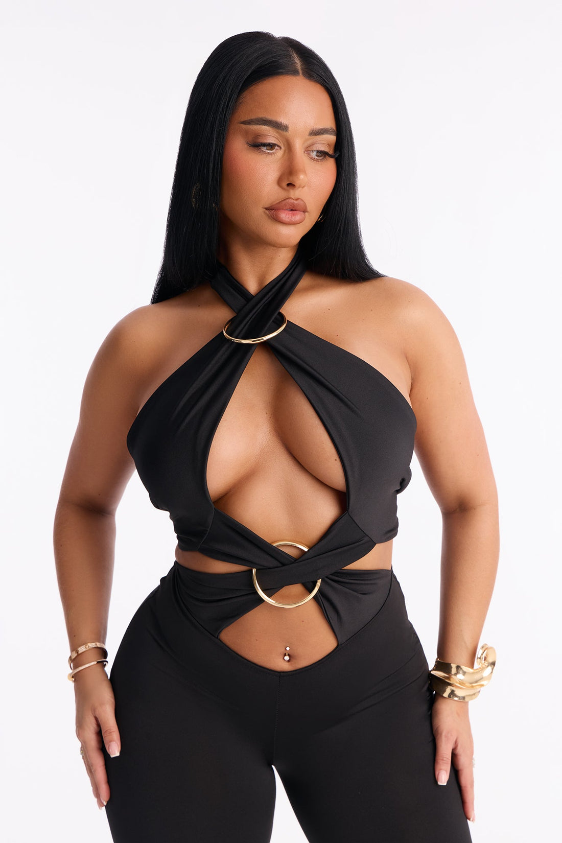 Miranda Cut Out Flare Leg Jumpsuit - Black