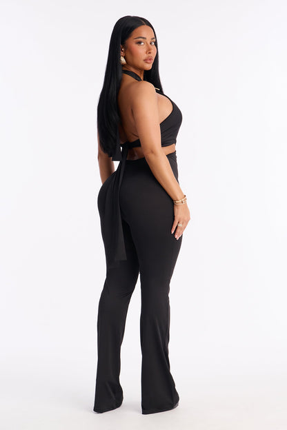 Miranda Cut Out Flare Leg Jumpsuit - Black