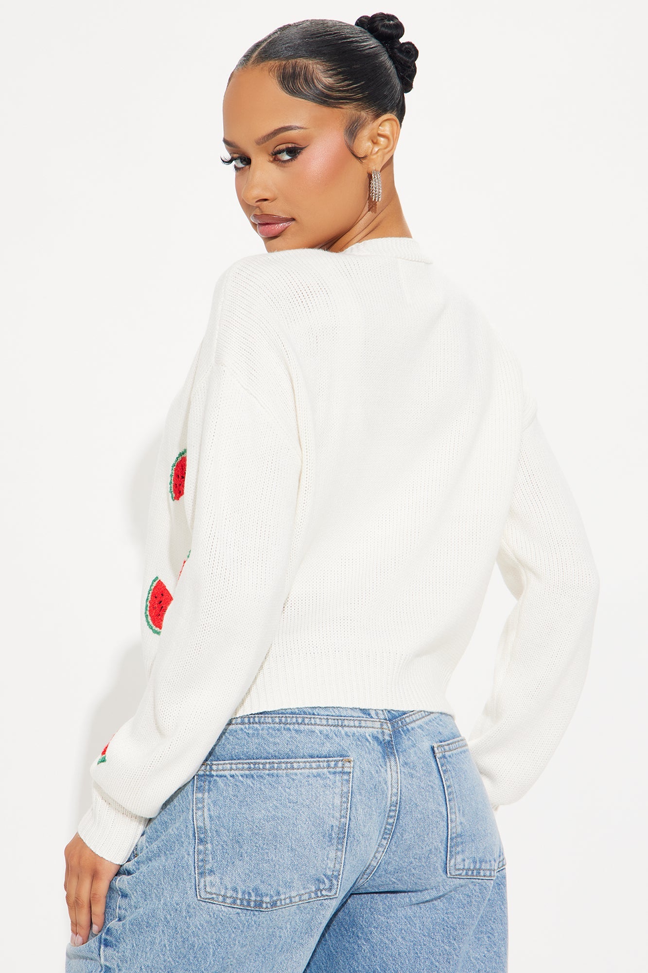Summer Fruits Cardigan - Red/White