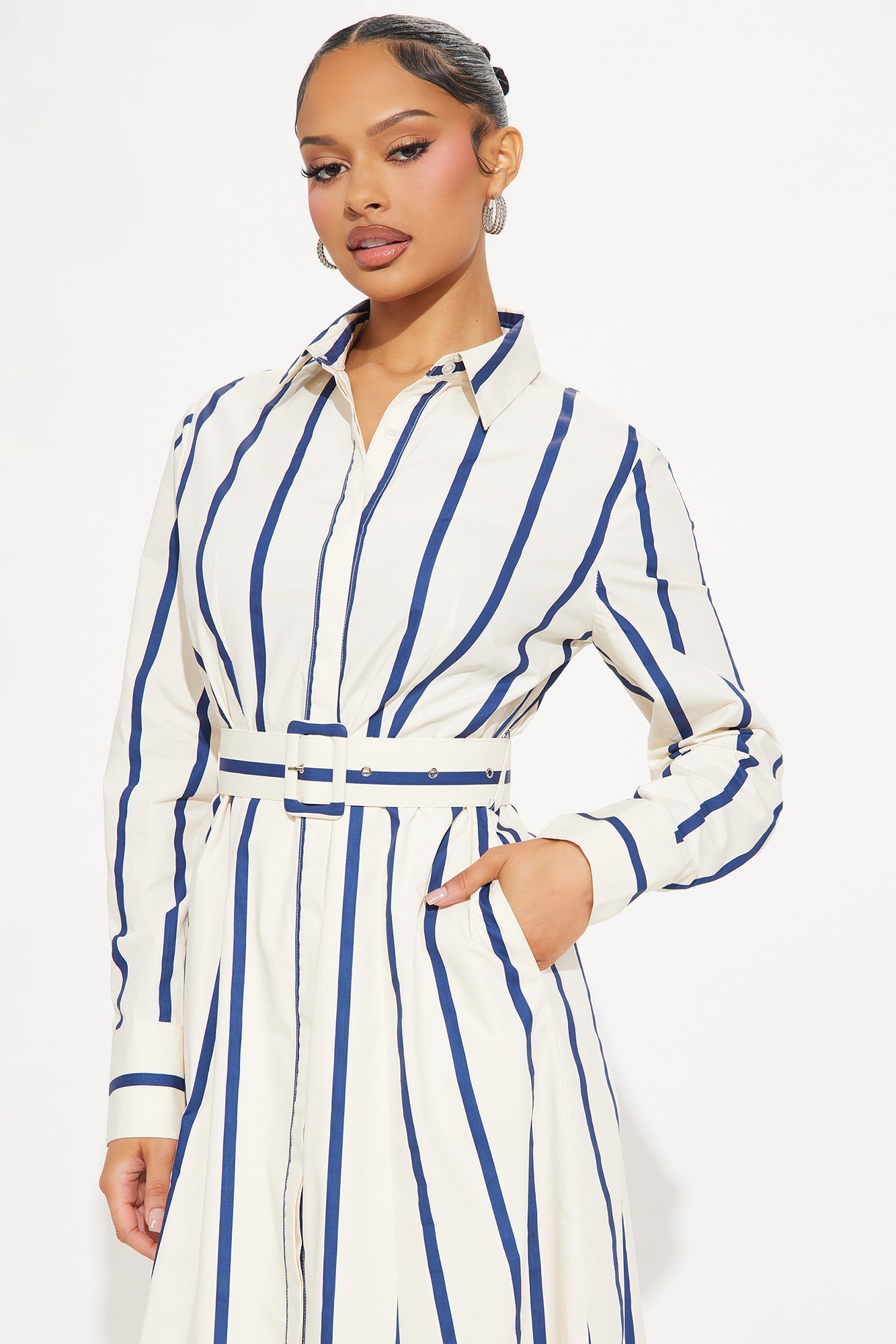Shannon Shirt Maxi Dress - Ivory/combo