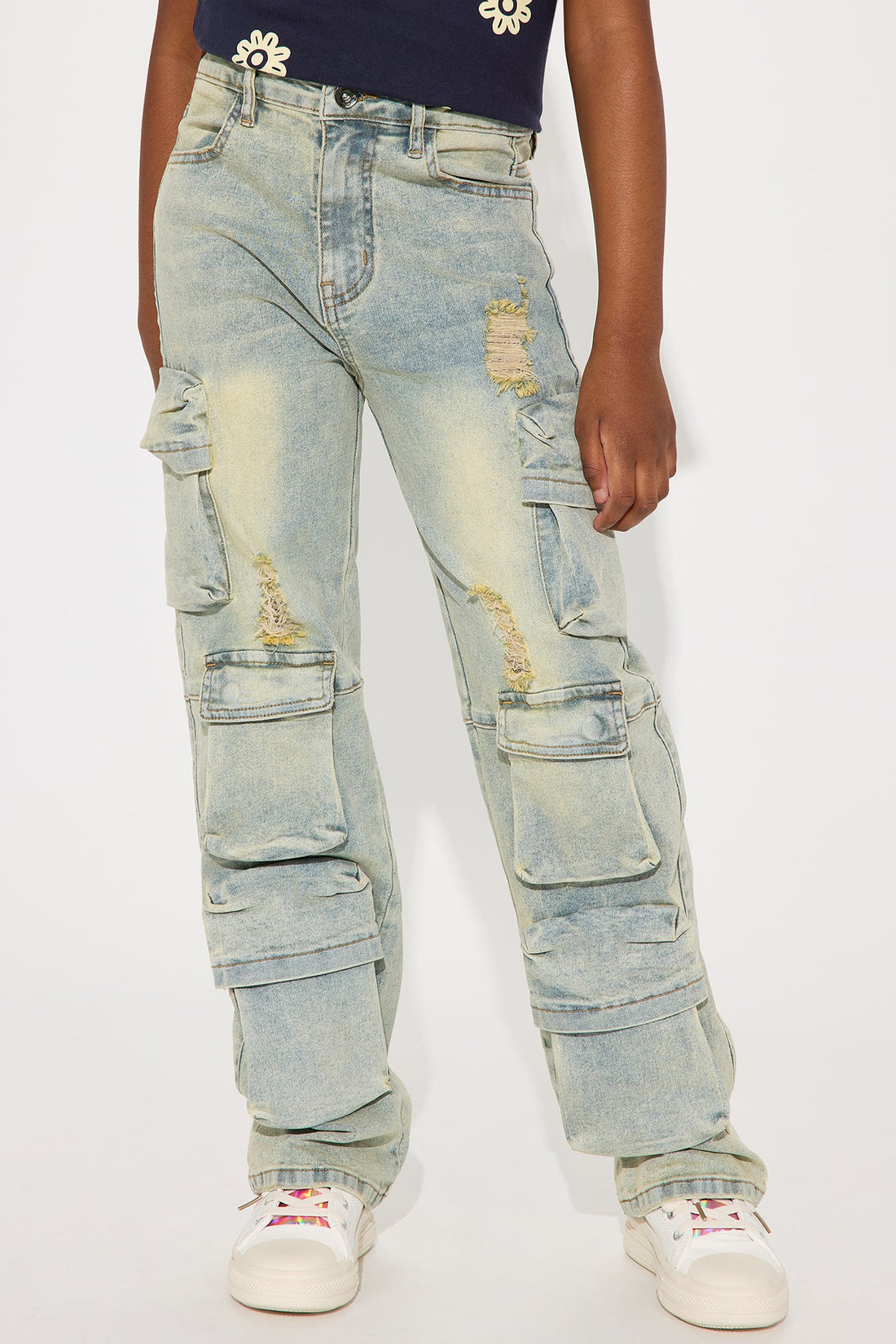 Mini Sylvie Cargo Jeans - Vintage Wash