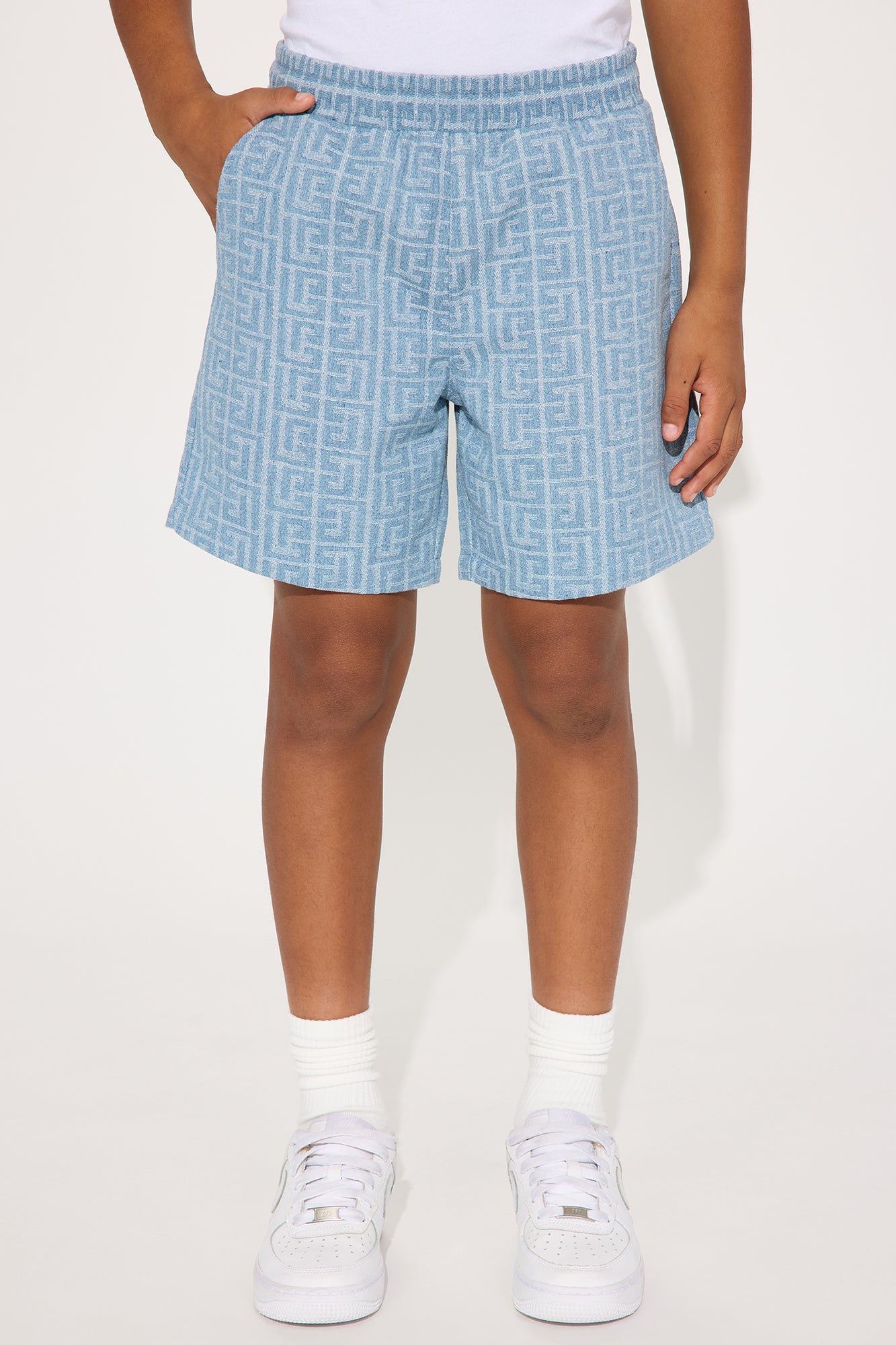 Mini Fallon Jacquard Relaxed Shorts - Blue