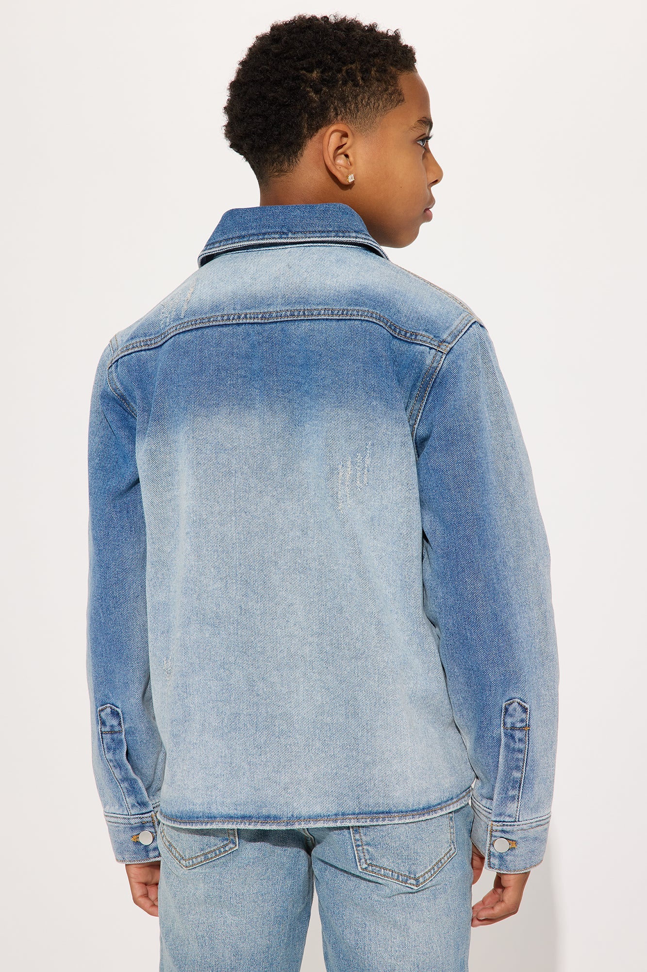 Mini Sun Faded Denim Work Shirt - Light Wash