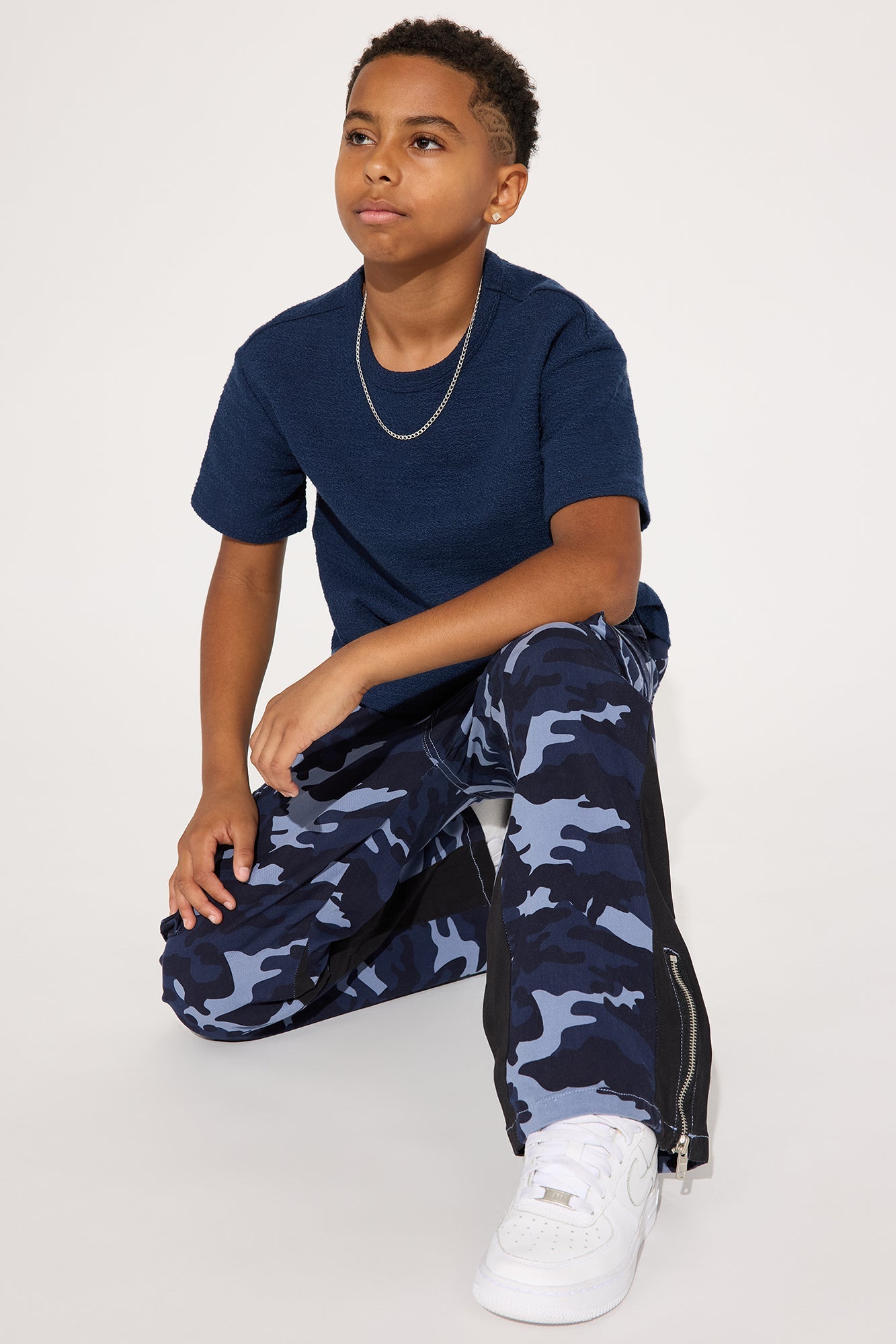 Mini Live It Up Camo Print Cargo Twill Pant - Navy/combo