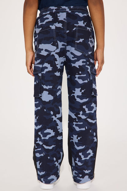 Mini Live It Up Camo Print Cargo Twill Pant - Navy/combo