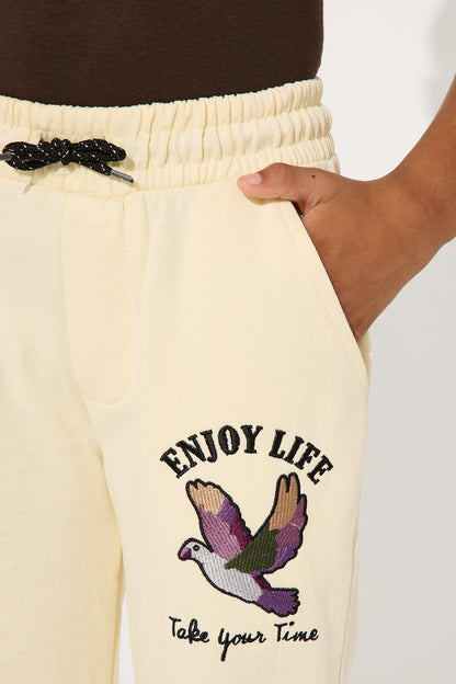 Mini Enjoy Life Take Your Time Fleece Jogger Pant - Sand