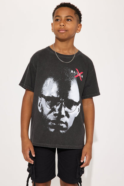 Mini Malcolm X Education Is The Passport To The Future Short Sleeve Tee - Black Wash