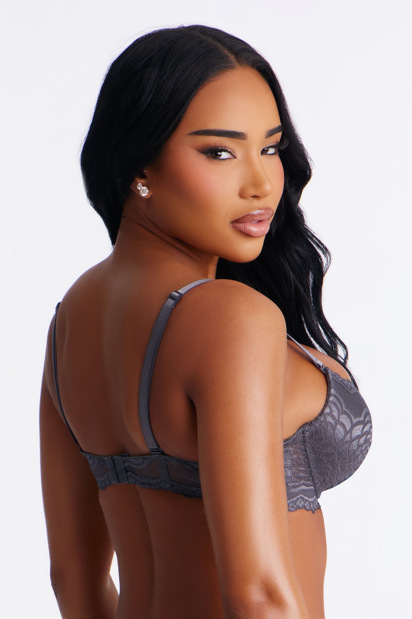 On The Daily Lace Lightly Padded Bra - Dark Grey